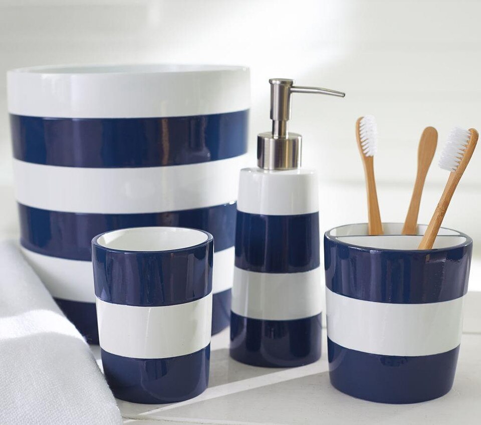 Navy Stripe Bath Accessories Pottery Barn Kids AU